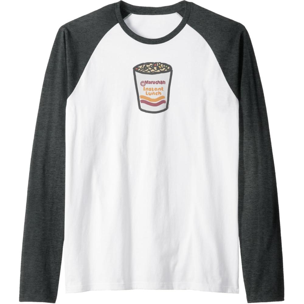 image:imageMaruchan Instant Lunch Ramen Noodle Doodle Raglan Baseball TeeDark Heather GreyWhite