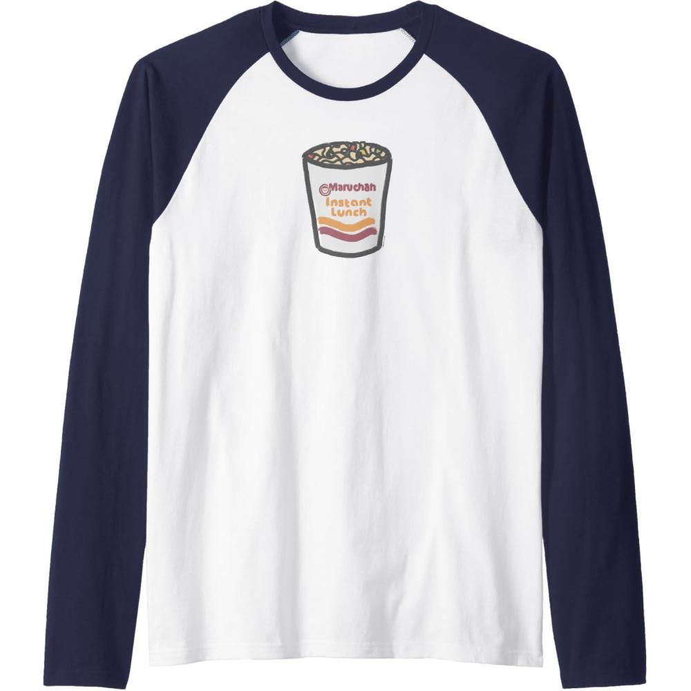 image:imageMaruchan Instant Lunch Ramen Noodle Doodle Raglan Baseball TeeNavy BlueWhite