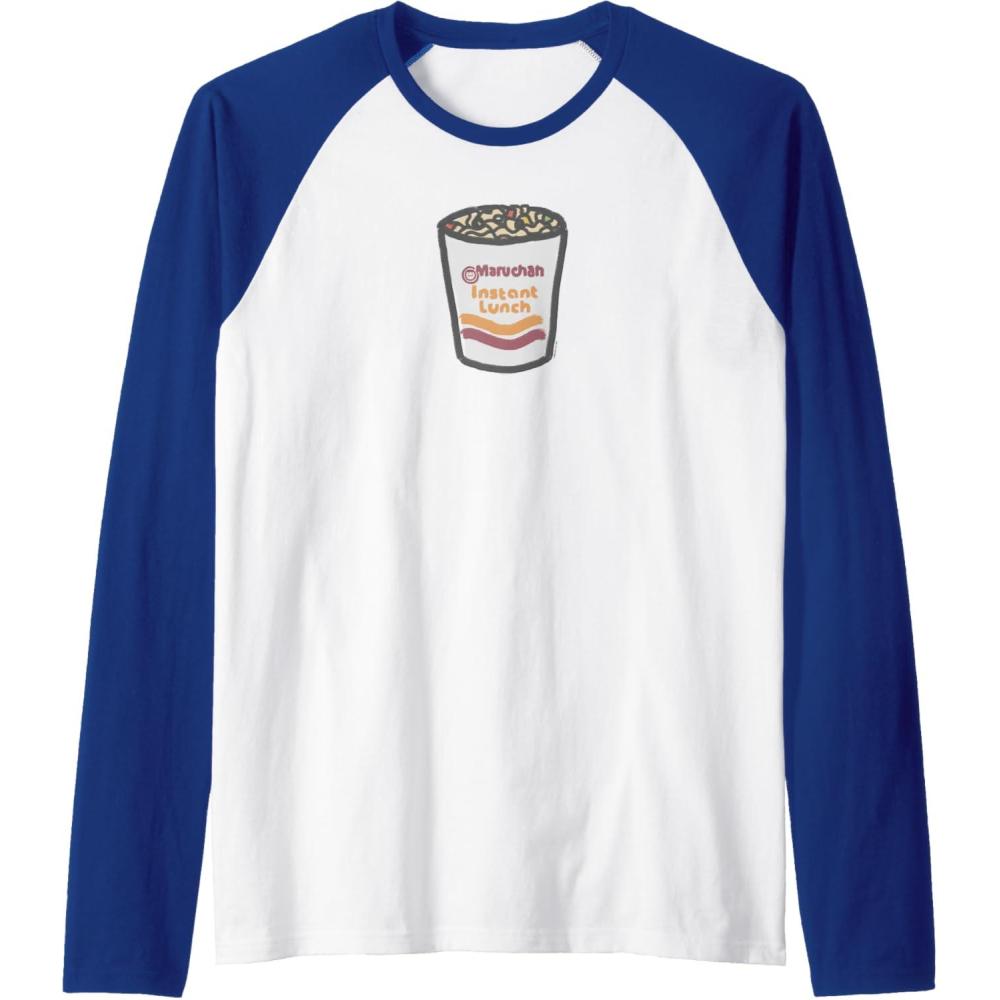 image:imageMaruchan Instant Lunch Ramen Noodle Doodle Raglan Baseball TeeRoyal BlueWhite