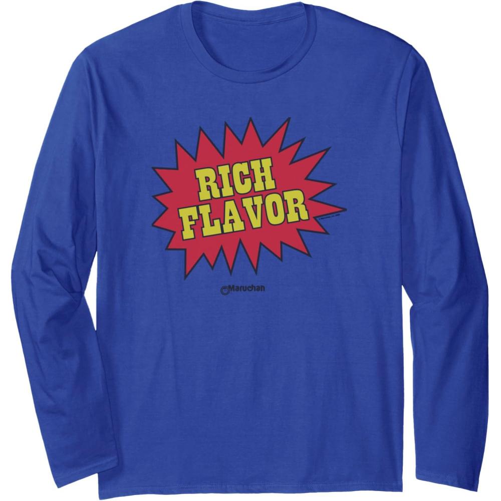 image:imageMaruchan Instant Lunch Rich Flavor Comic Onomatopoeia Long Sleeve TShirtRoyal Blue