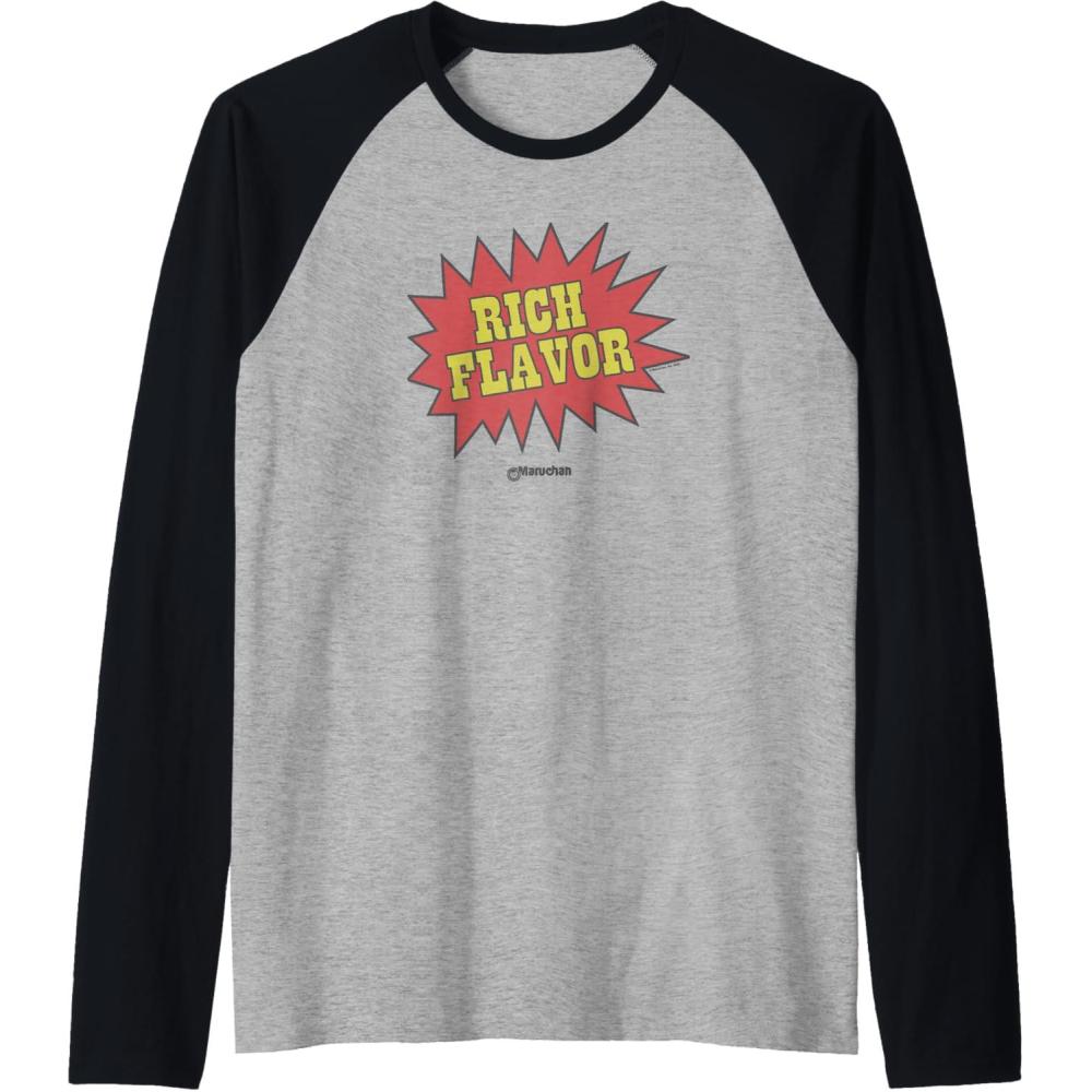 image:imageMaruchan Instant Lunch Rich Flavor Comic Onomatopoeia Raglan Baseball TeeBlackAthletic Heather