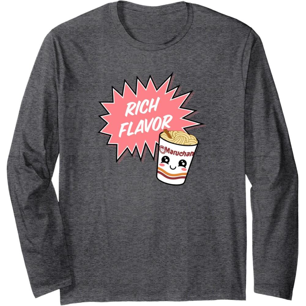 image:imageMaruchan Instant Lunch Rich Flavor Cute Noodle Cup Logo Long Sleeve TShirtDark Heather Grey