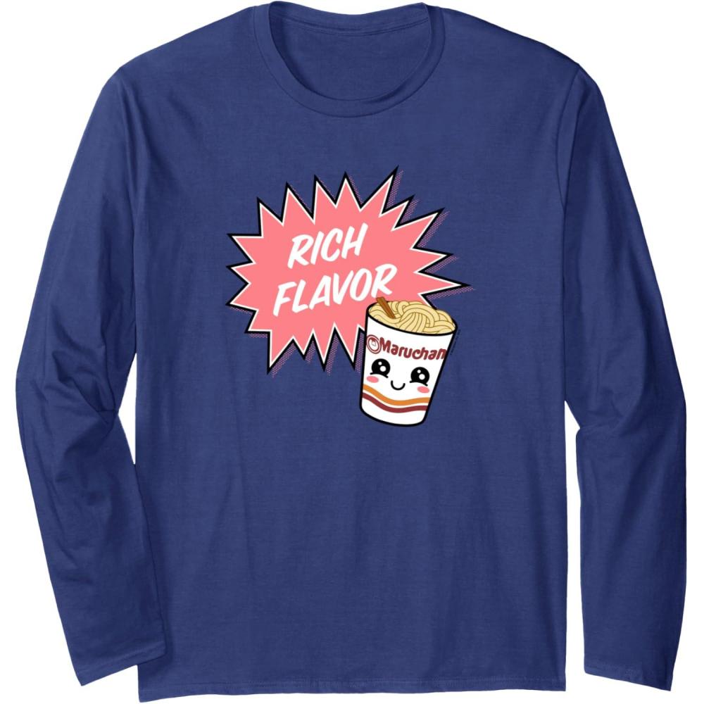 image:imageMaruchan Instant Lunch Rich Flavor Cute Noodle Cup Logo Long Sleeve TShirtNavy Blue