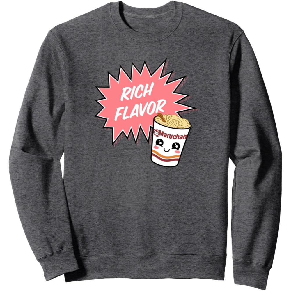 image:imageMaruchan Instant Lunch Rich Flavor Cute Noodle Cup Logo SweatshirtDark Heather Grey