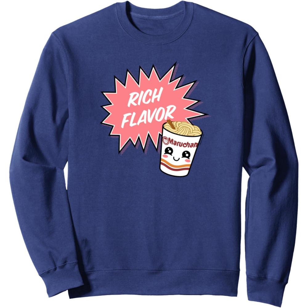 image:imageMaruchan Instant Lunch Rich Flavor Cute Noodle Cup Logo SweatshirtNavy Blue