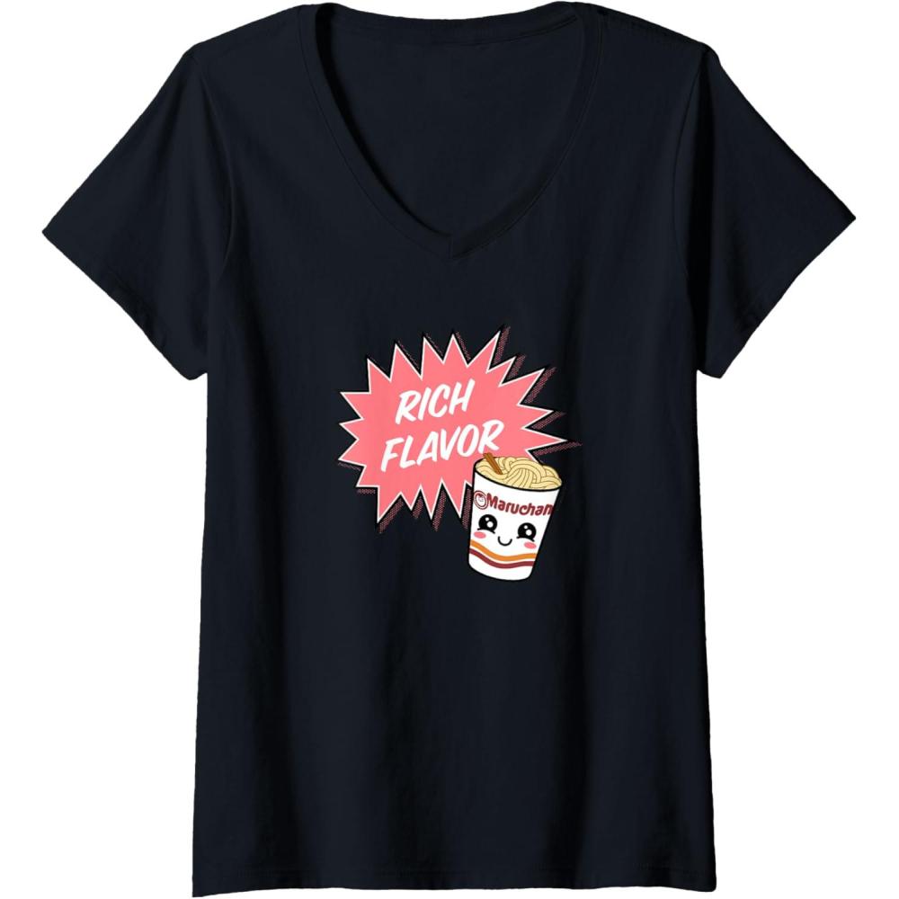 image:imageMaruchan Instant Lunch Rich Flavor Cute Noodle Cup Logo VNeck TShirtBlack