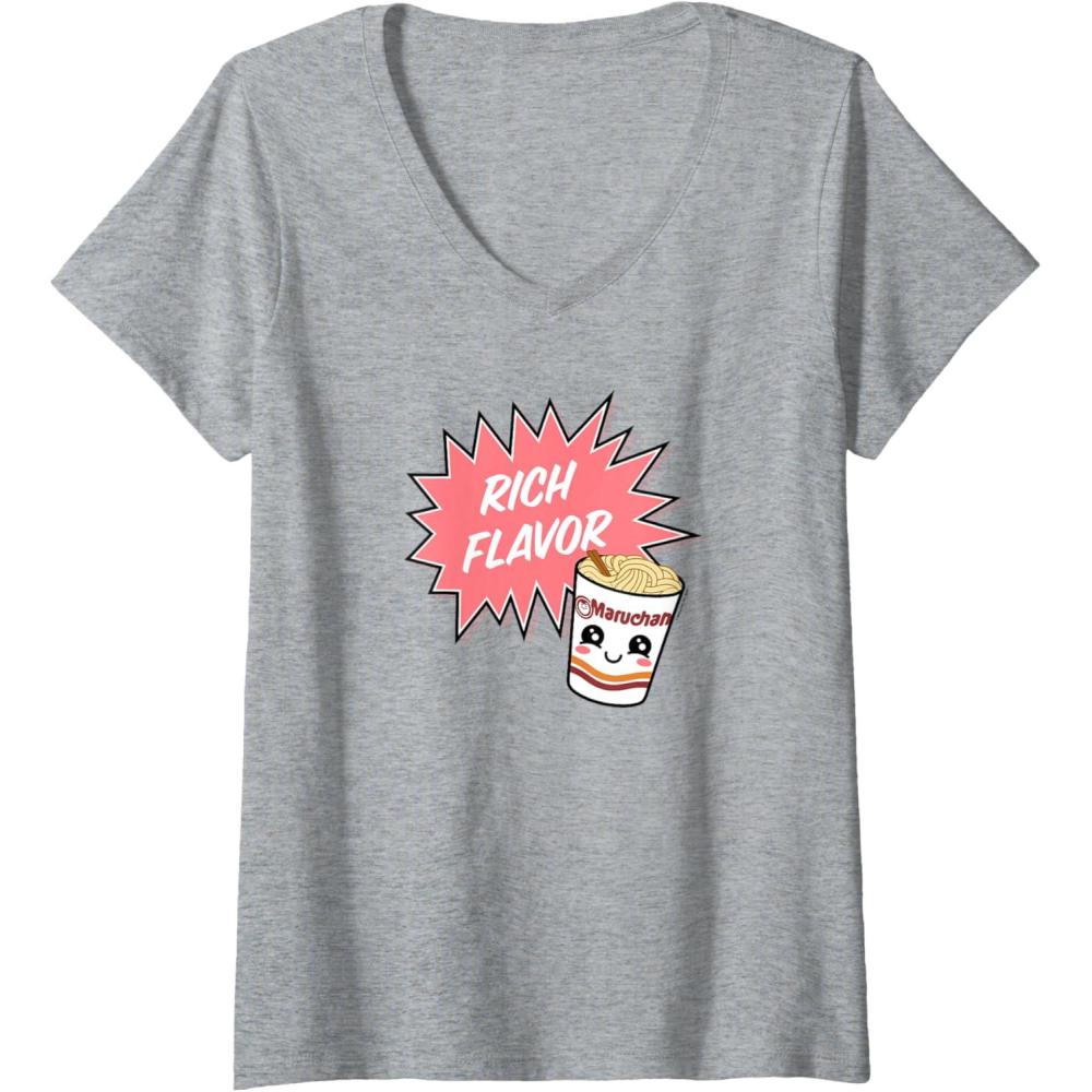 image:imageMaruchan Instant Lunch Rich Flavor Cute Noodle Cup Logo VNeck TShirtHeather Grey
