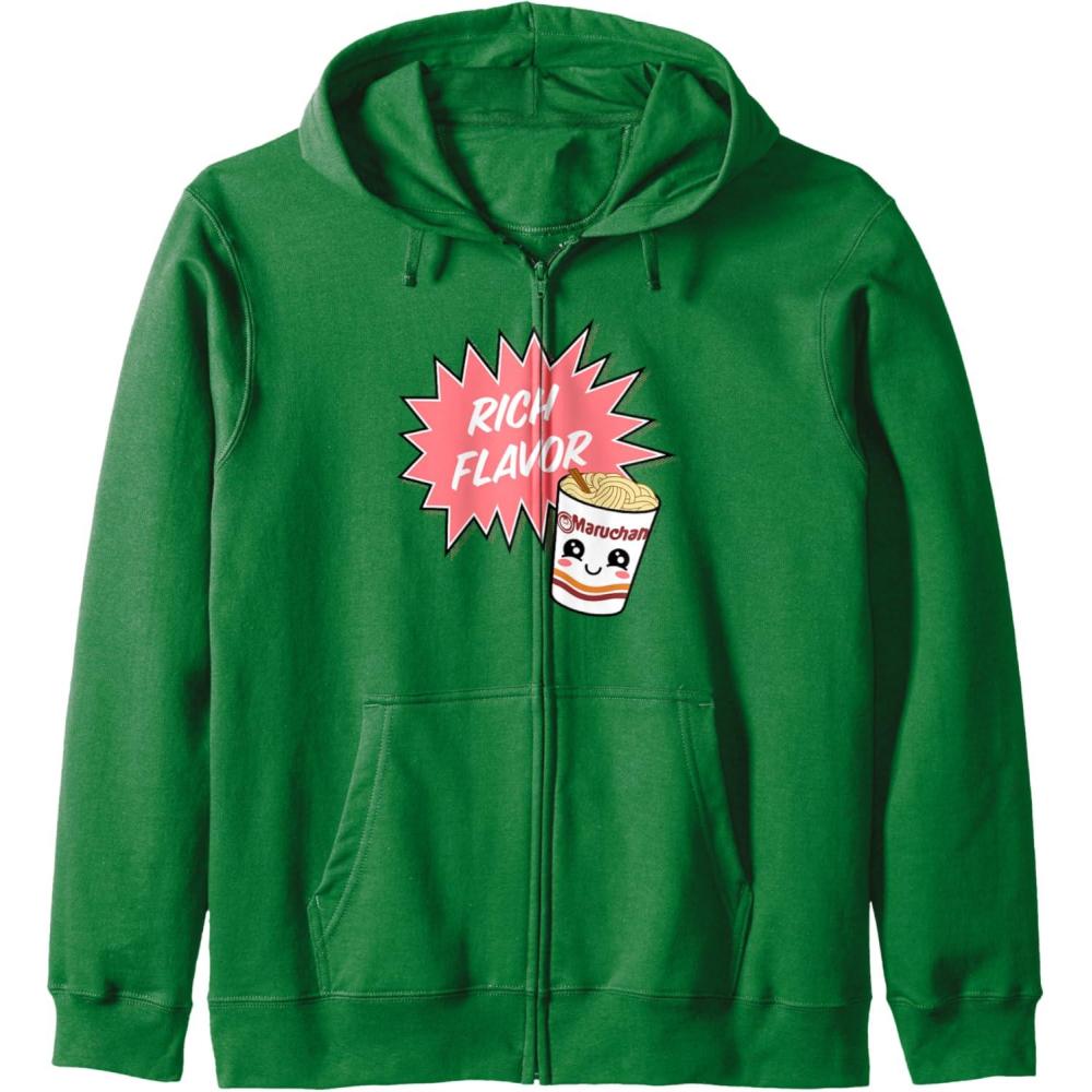 image:imageMaruchan Instant Lunch Rich Flavor Cute Noodle Cup Logo Zip HoodieDark Green