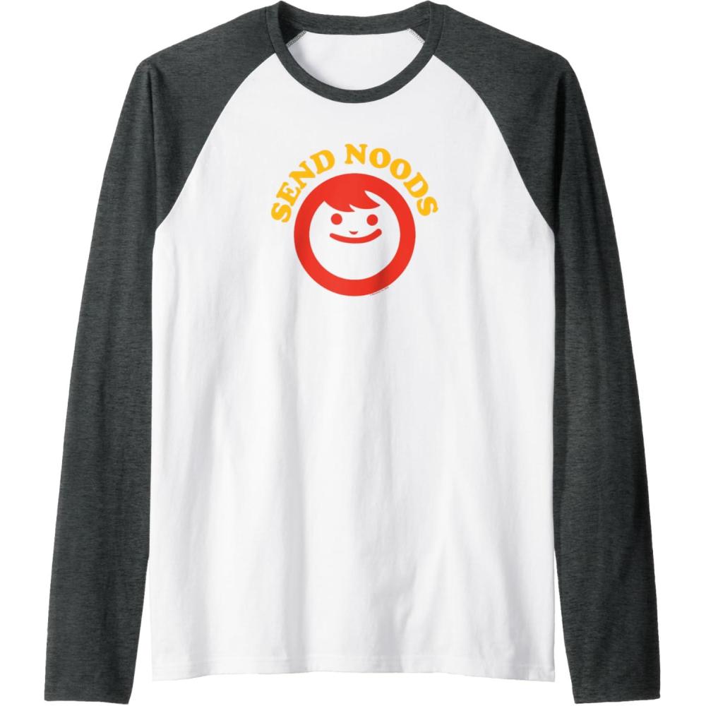 image:imageMaruchan Instant Lunch Send Noods Classic Logo Raglan Baseball TeeDark Heather GreyWhite