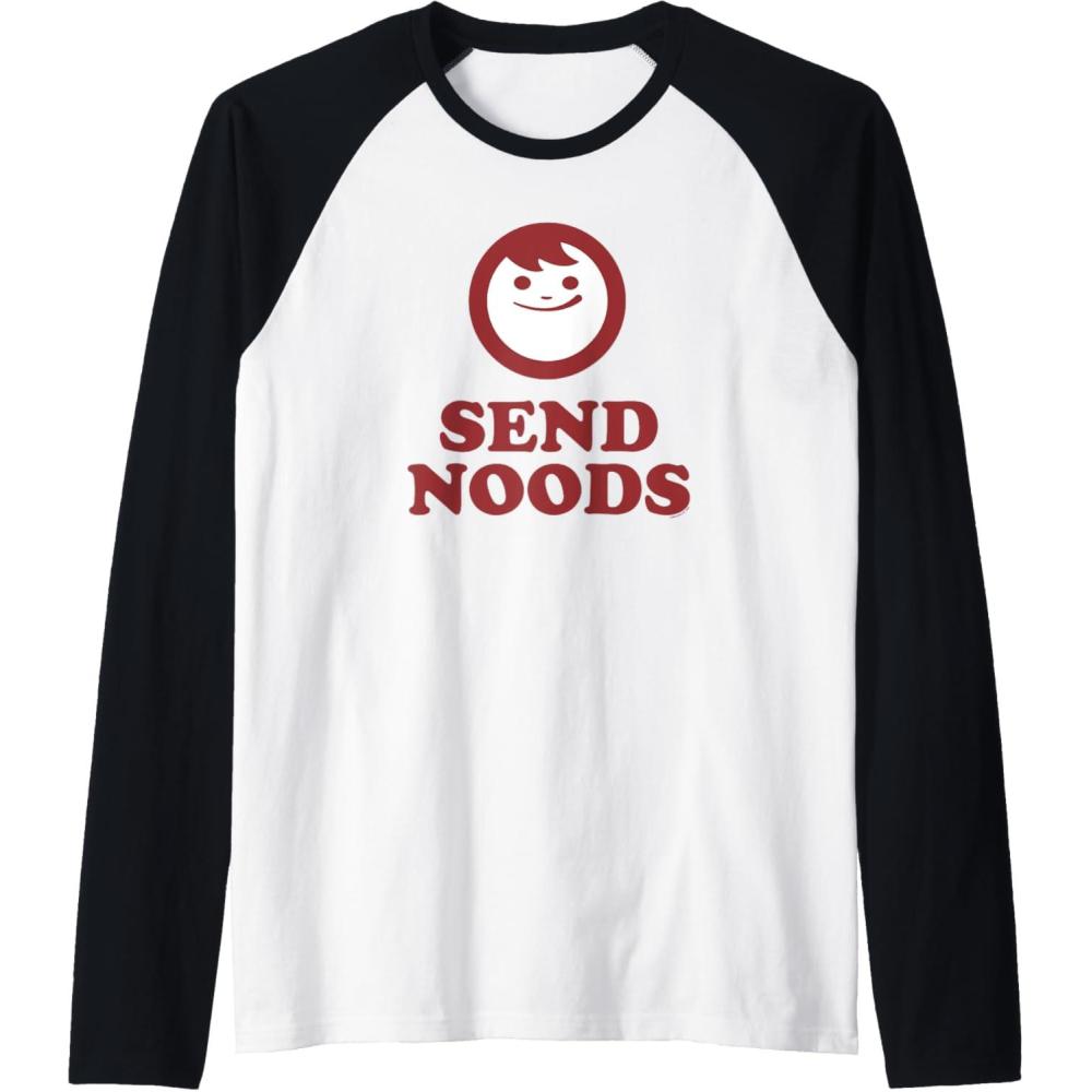 image:imageMaruchan Instant Lunch Send Noods Happy Face Logo Raglan Baseball TeeBlackWhite