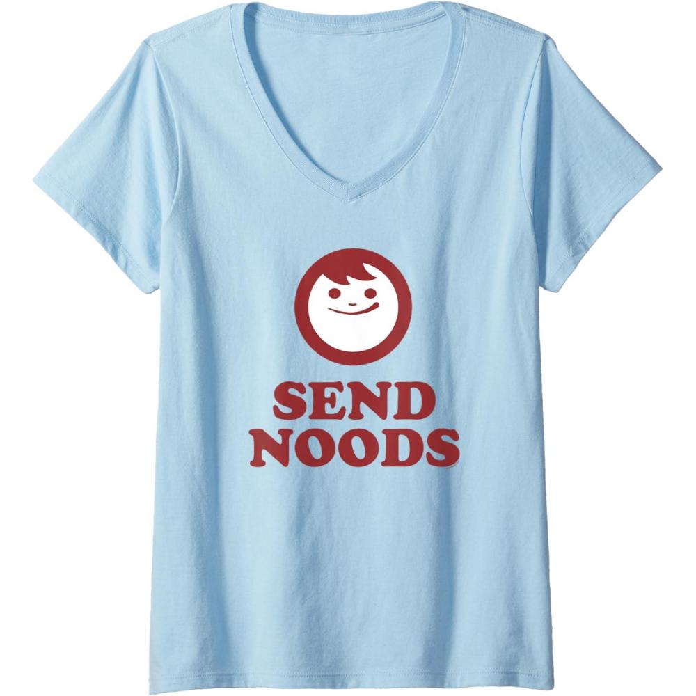 image:imageMaruchan Instant Lunch Send Noods Happy Face Logo VNeck TShirtBaby Blue