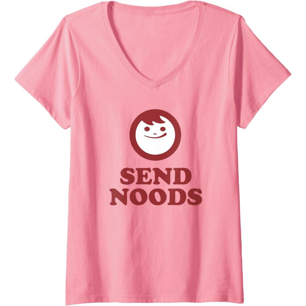 image:imageMaruchan Instant Lunch Send Noods Happy Face Logo VNeck TShirtPink