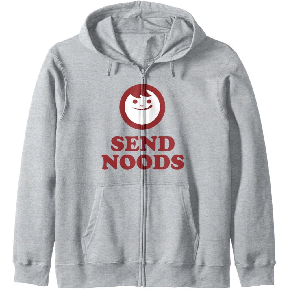 image:imageMaruchan Instant Lunch Send Noods Happy Face Logo Zip HoodieHeather Grey