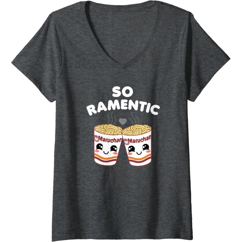image:imageMaruchan Instant Lunch So Ramentic Lovely Ramen Cups VNeck TShirtDark Heather Grey
