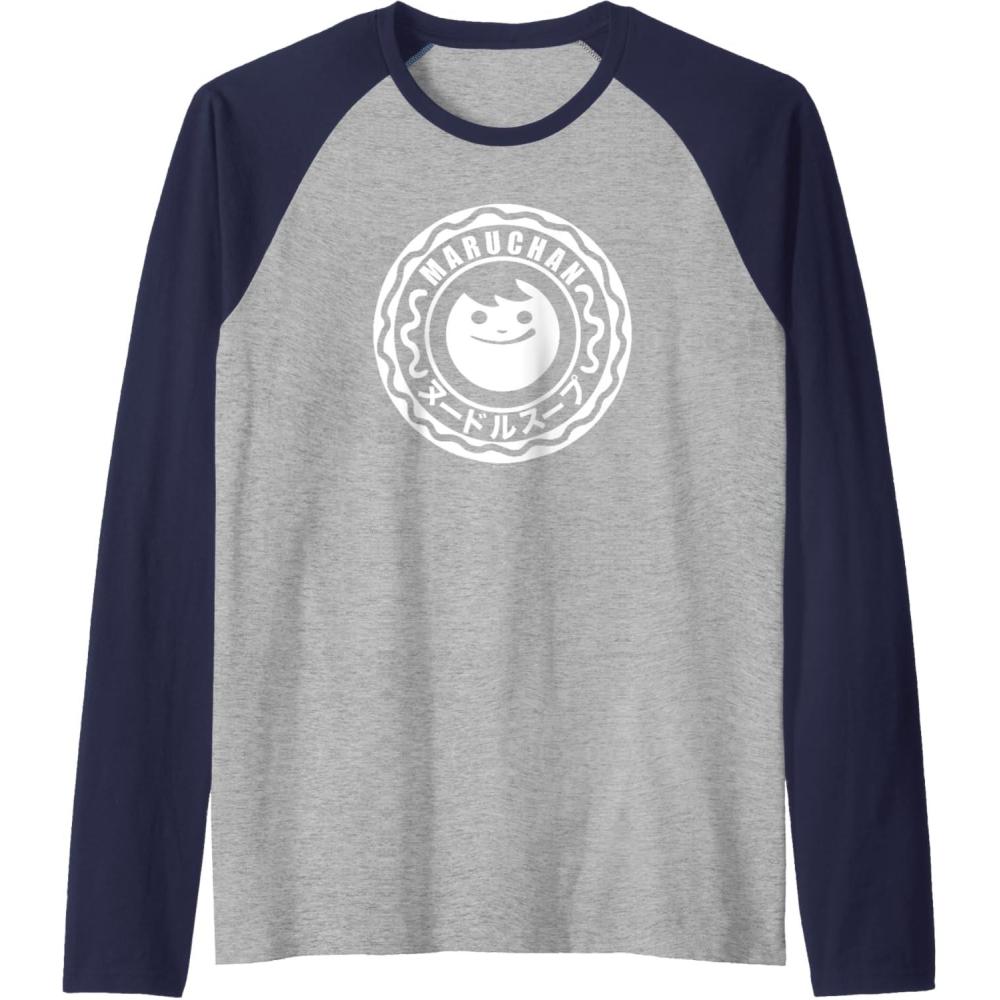 image:imageMaruchan Instant Lunch Soup Circular Official Logo Raglan Baseball TeeNavy BlueAthletic Heather