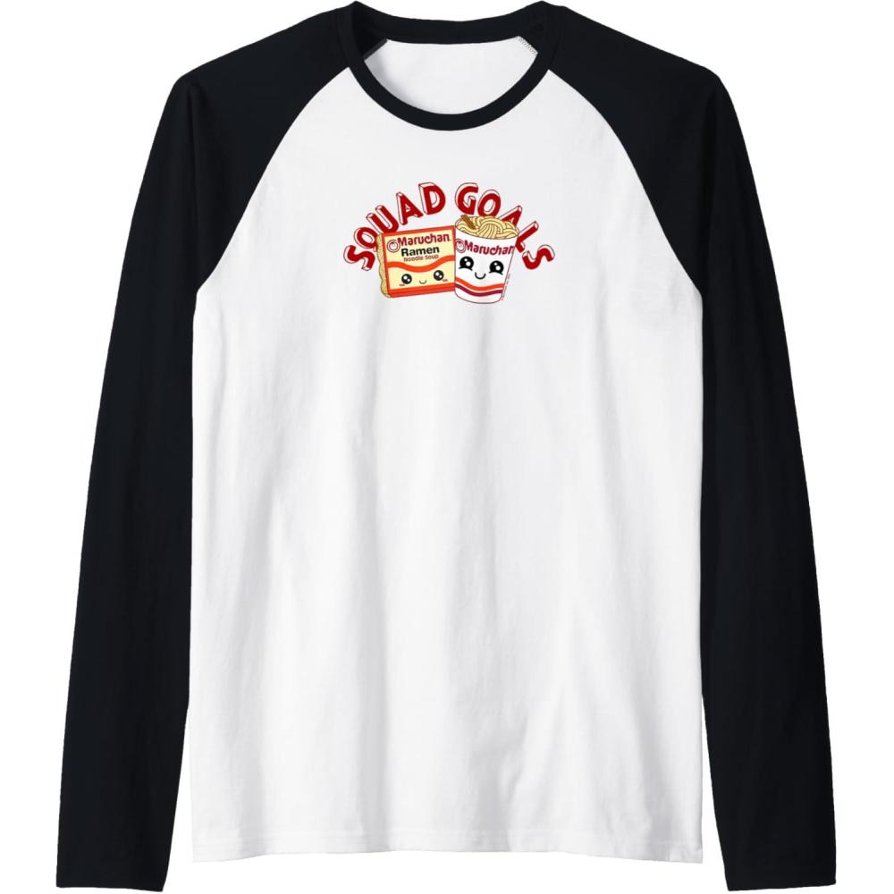 image:imageMaruchan Instant Lunch Squad Goals Noodle Friendship Kawaii Raglan Baseball TeeBlackWhite