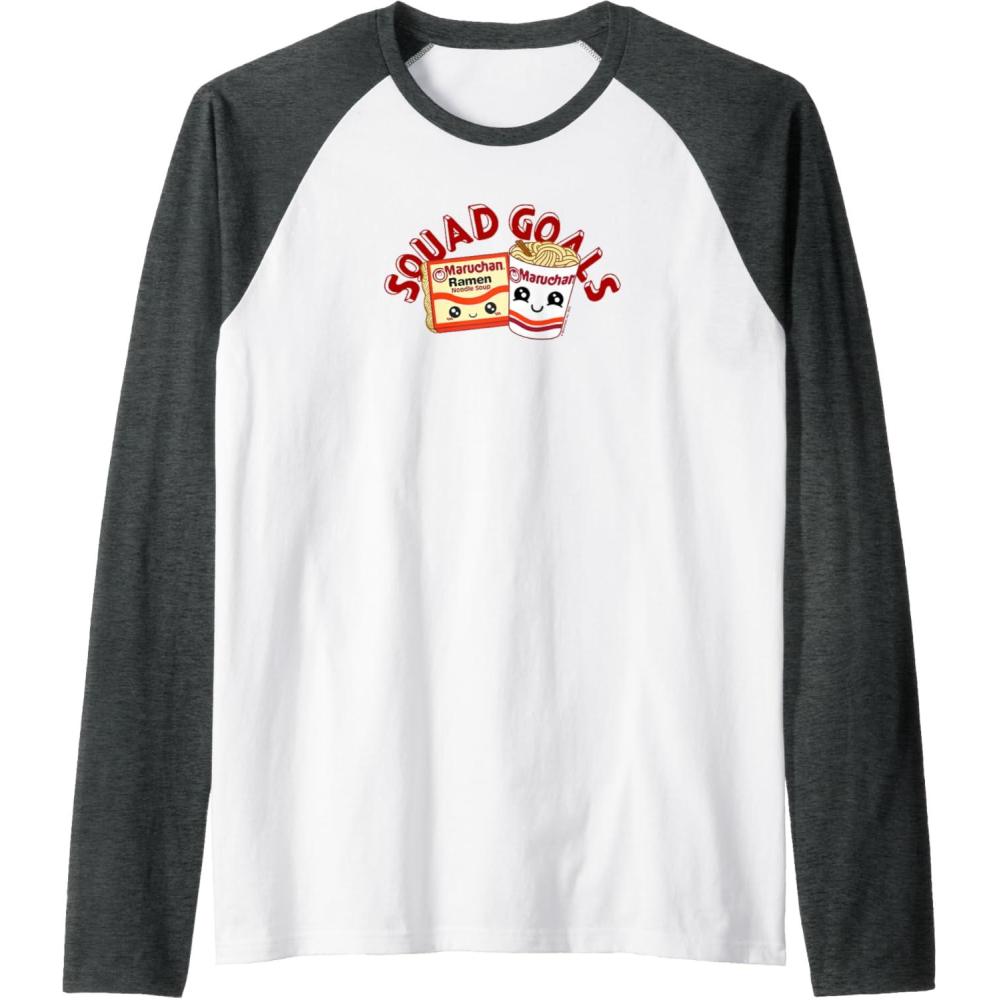 image:imageMaruchan Instant Lunch Squad Goals Noodle Friendship Kawaii Raglan Baseball TeeDark Heather GreyWhite