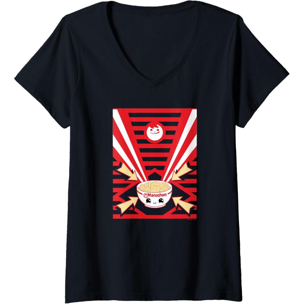 image:imageMaruchan Instant Lunch Super Cute Ramen Bowl Poster VNeck TShirtBlack