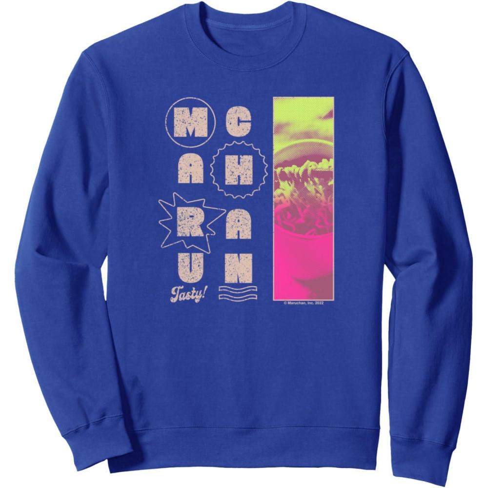 image:imageMaruchan Instant Lunch Tasty Neon Picture Retro Poster SweatshirtRoyal Blue