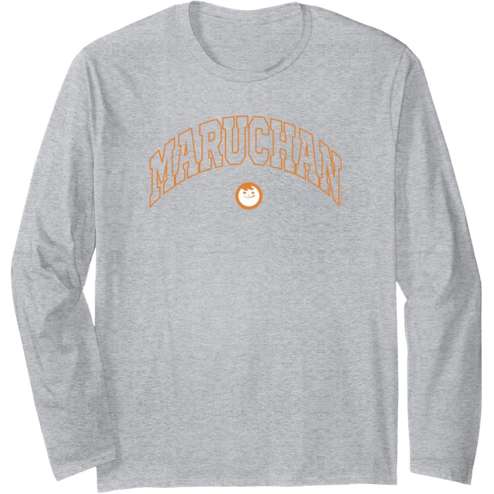 image:imageMaruchan Instant Lunch Varsity Style Font Classic Logo Long Sleeve TShirtHeather Grey