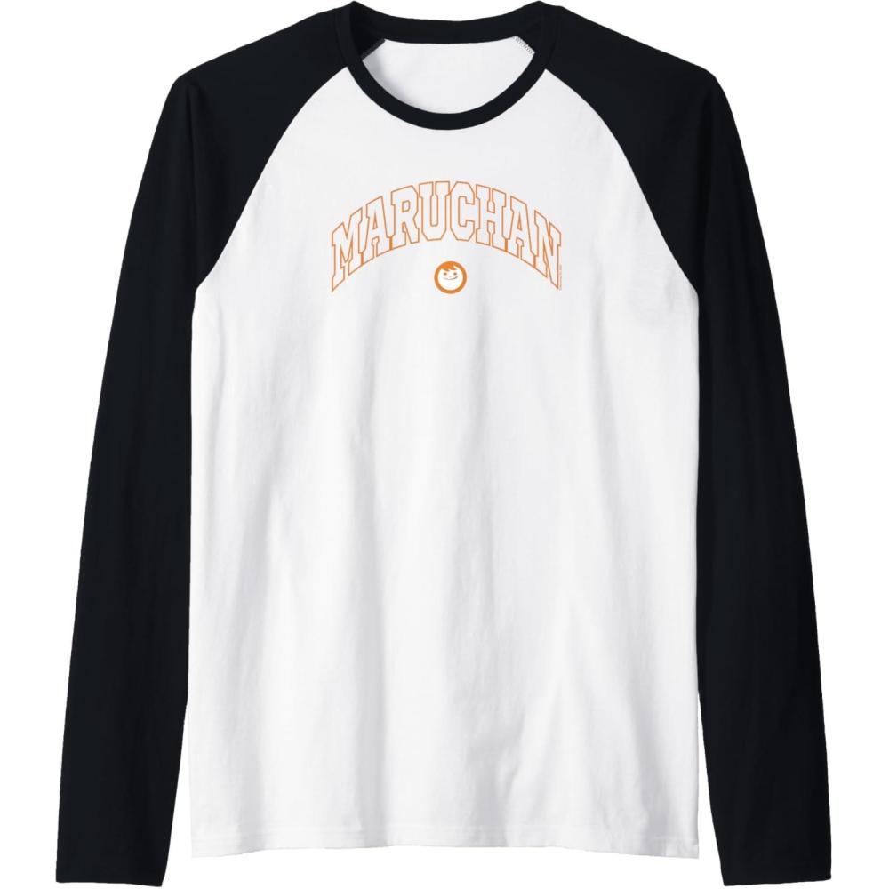 image:imageMaruchan Instant Lunch Varsity Style Font Classic Logo Raglan Baseball TeeBlackWhite