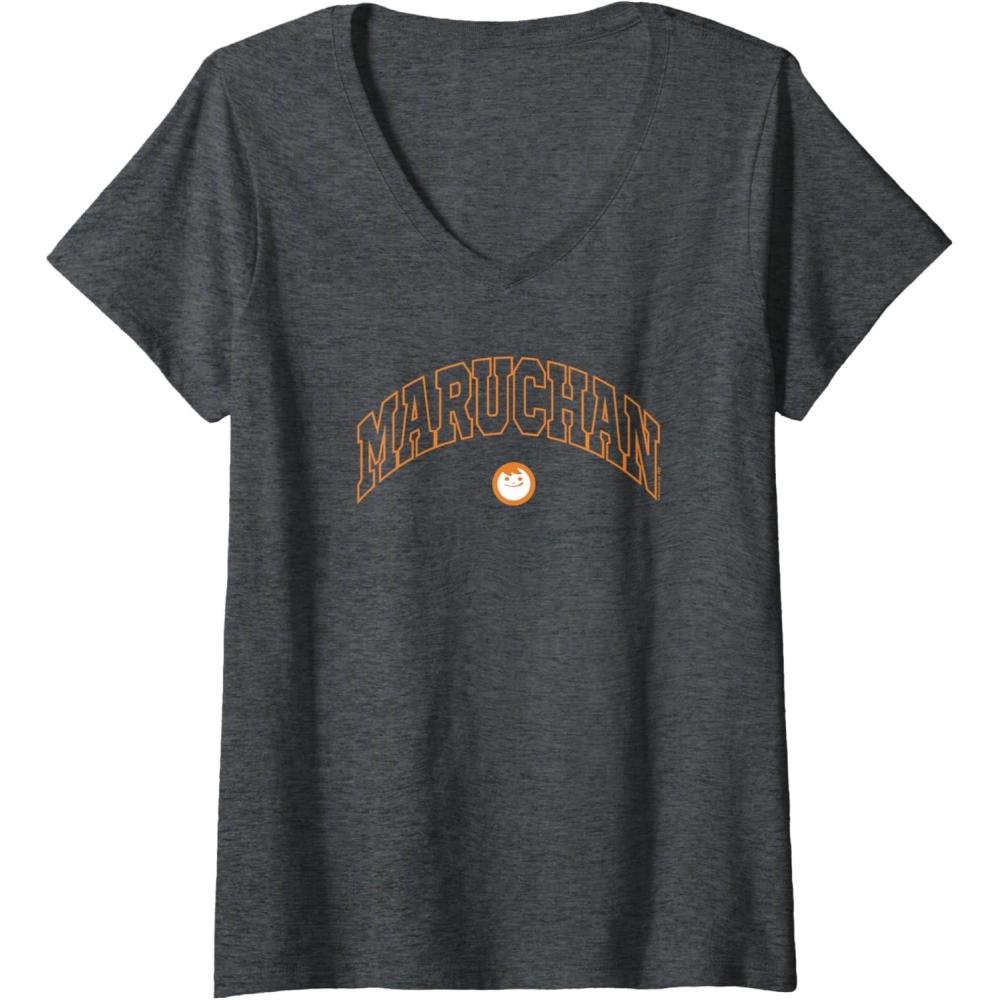 image:imageMaruchan Instant Lunch Varsity Style Font Classic Logo VNeck TShirtDark Heather Grey