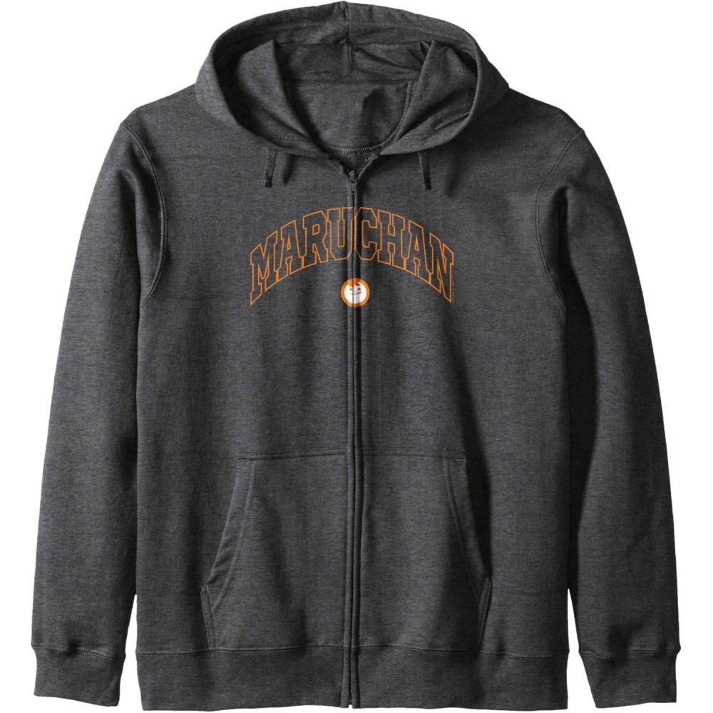 image:imageMaruchan Instant Lunch Varsity Style Font Classic Logo Zip HoodieDark Heather Grey