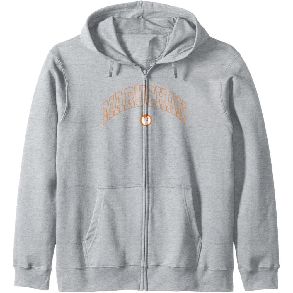image:imageMaruchan Instant Lunch Varsity Style Font Classic Logo Zip HoodieHeather Grey
