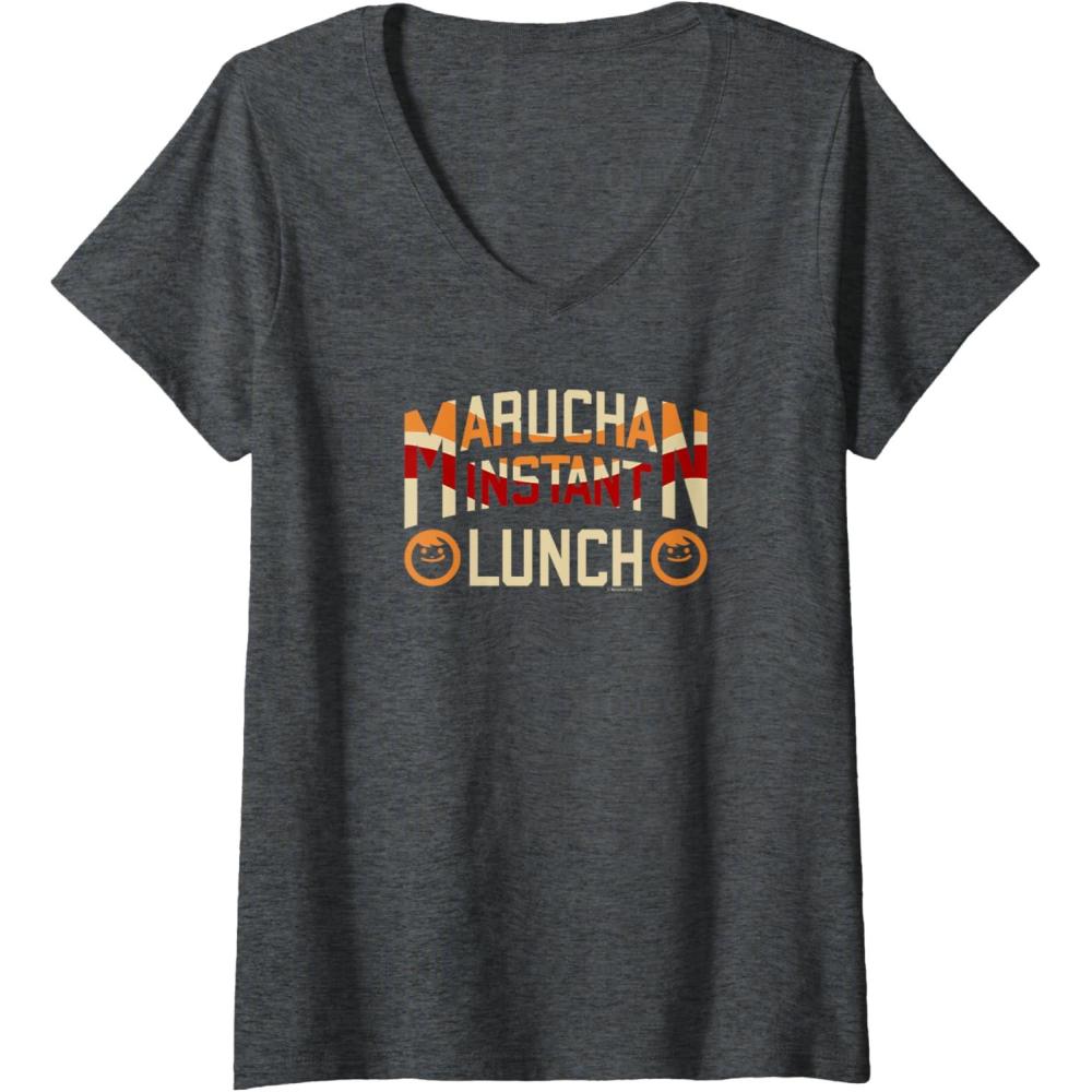 image:imageMaruchan Instant Lunch Varsity Style Font Logo VNeck TShirtDark Heather Grey
