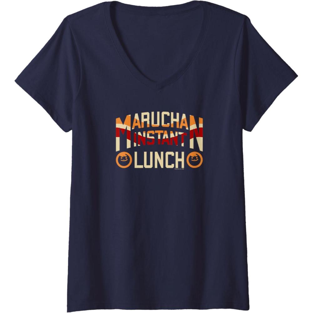 image:imageMaruchan Instant Lunch Varsity Style Font Logo VNeck TShirtNavy Blue