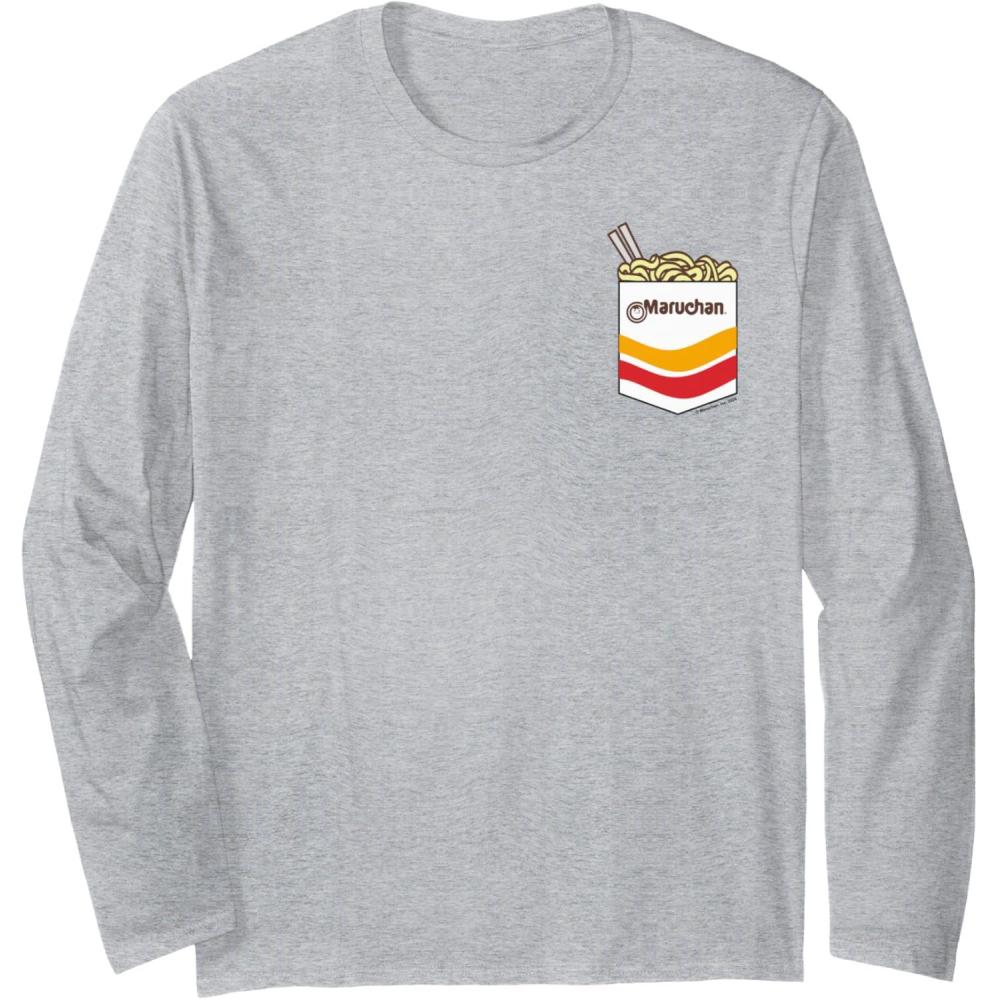 image:imageMaruchan Instant Noodles Faux Pocket Logo Long Sleeve TShirtHeather Grey
