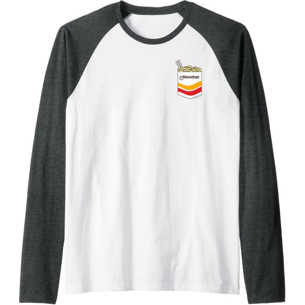 image:imageMaruchan Instant Noodles Faux Pocket Logo Raglan Baseball TeeDark Heather GreyWhite