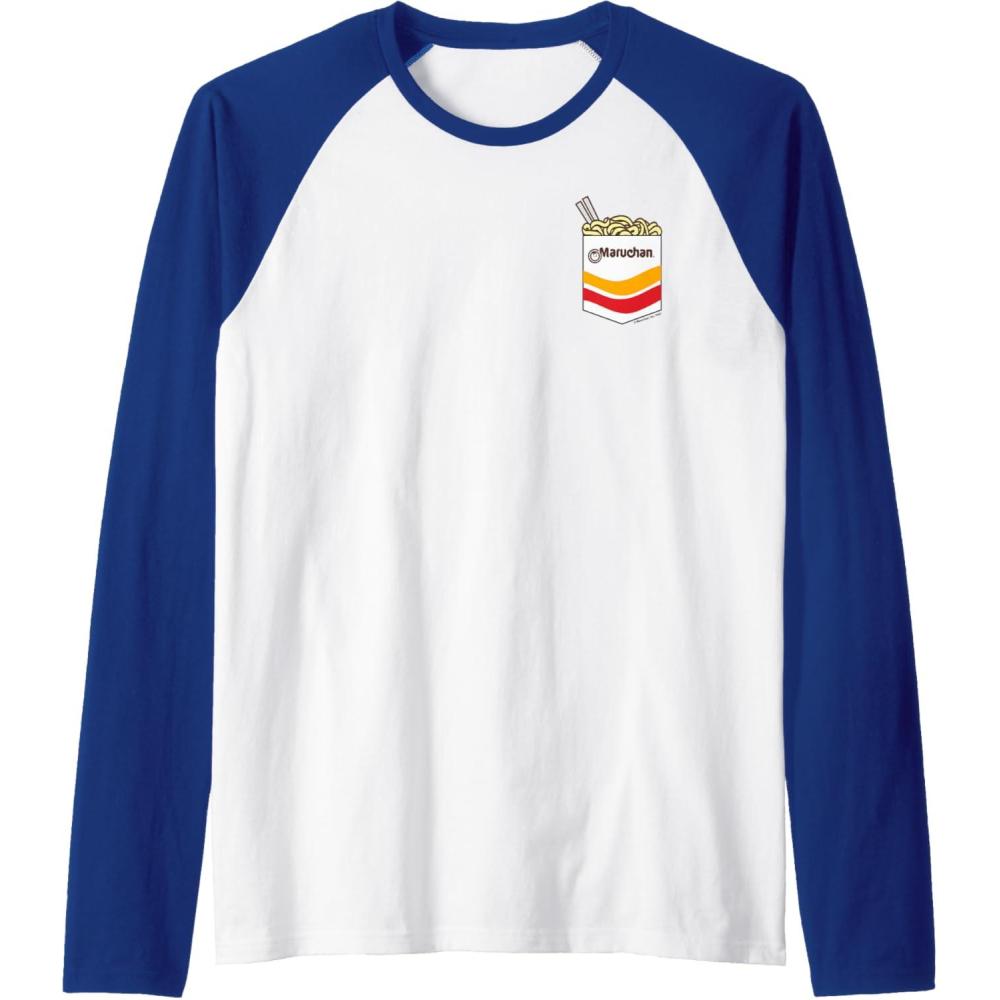 image:imageMaruchan Instant Noodles Faux Pocket Logo Raglan Baseball TeeRoyal BlueWhite