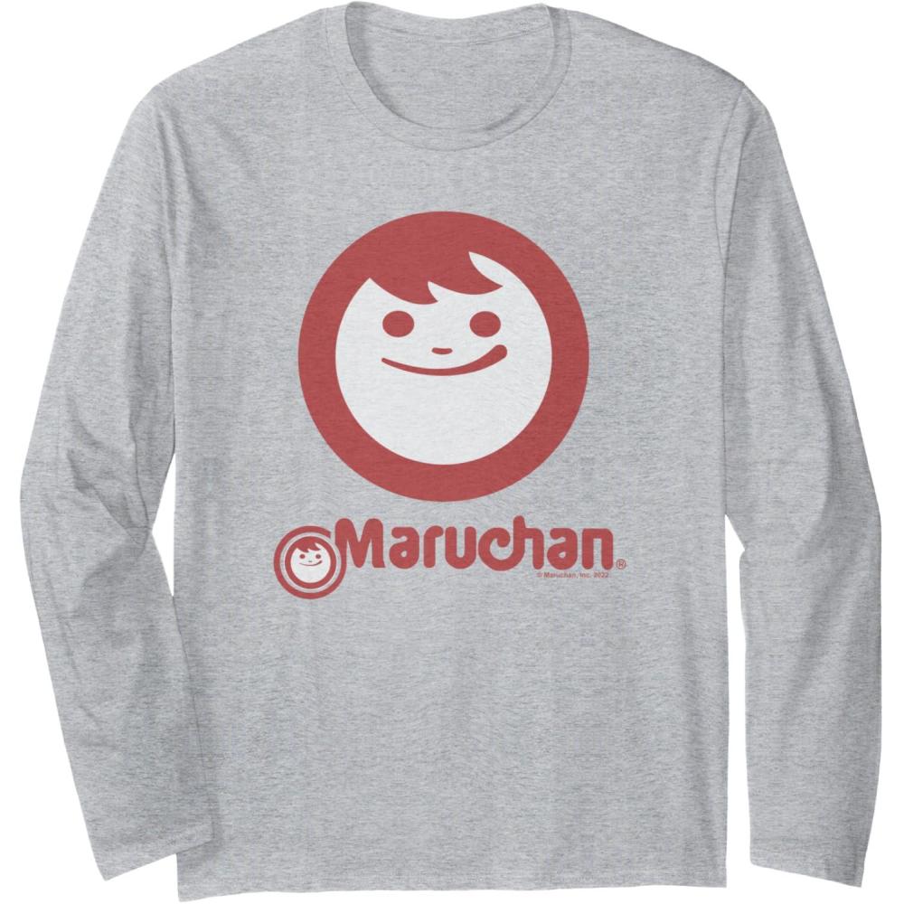 image:imageMaruchan Instant Smile Big Face Logo Long Sleeve TShirtHeather Grey