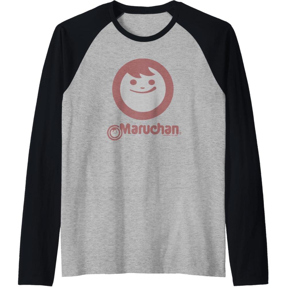 image:imageMaruchan Instant Smile Big Face Logo Raglan Baseball TeeBlackAthletic Heather