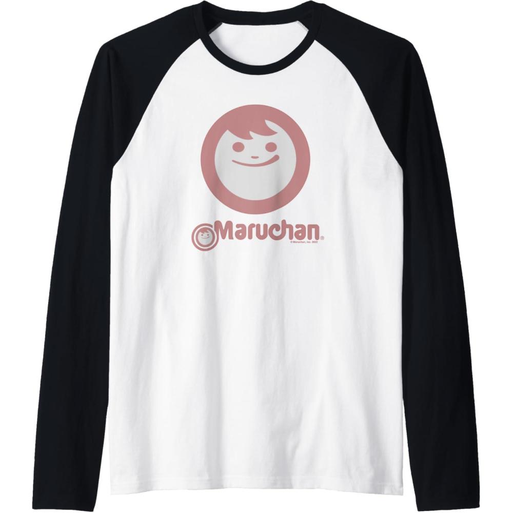image:imageMaruchan Instant Smile Big Face Logo Raglan Baseball TeeBlackWhite