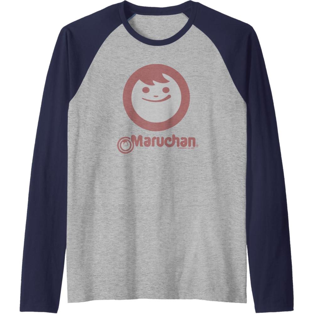 image:imageMaruchan Instant Smile Big Face Logo Raglan Baseball TeeNavy BlueAthletic Heather