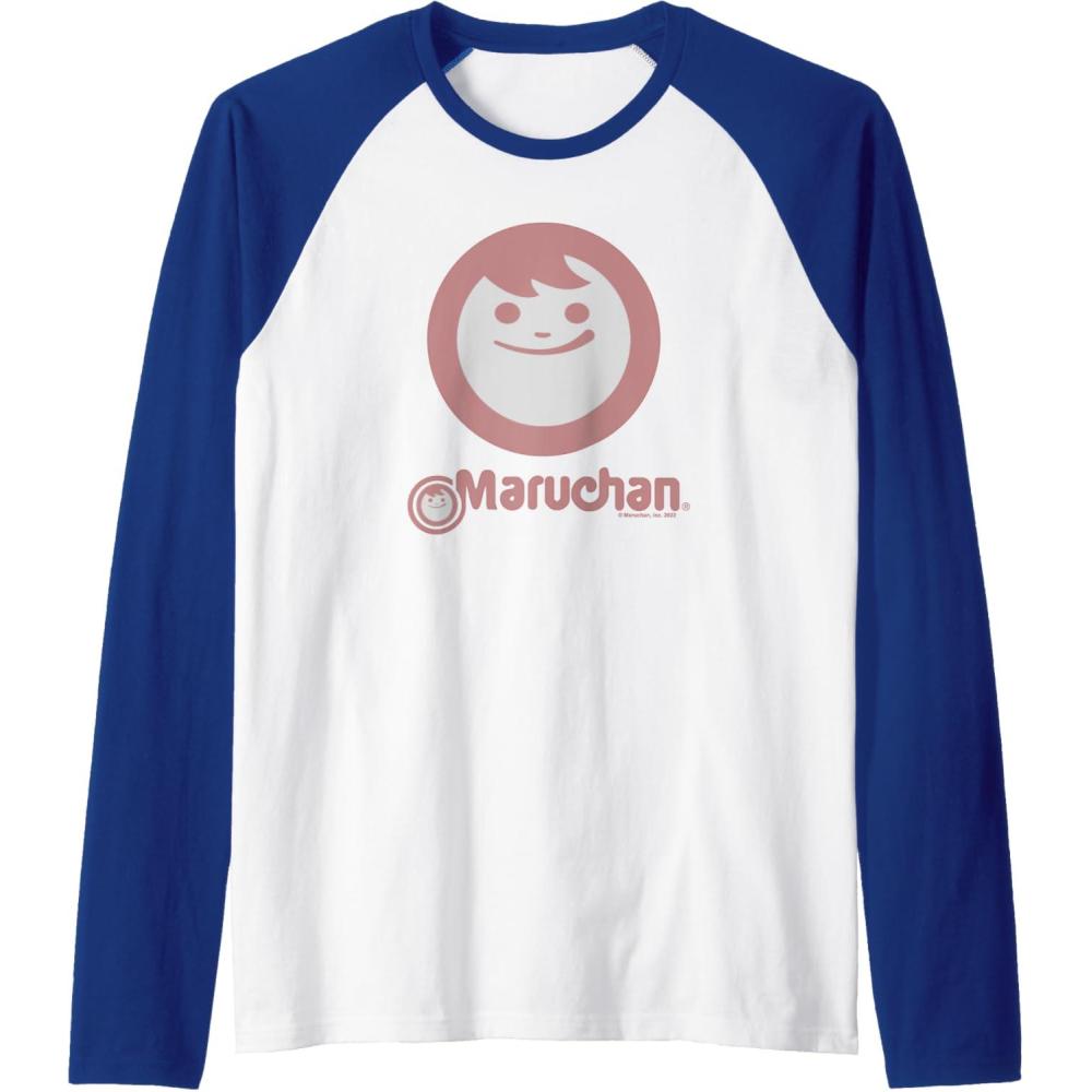 image:imageMaruchan Instant Smile Big Face Logo Raglan Baseball TeeRoyal BlueWhite
