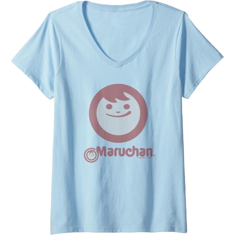 image:imageMaruchan Instant Smile Big Face Logo VNeck TShirtBaby Blue