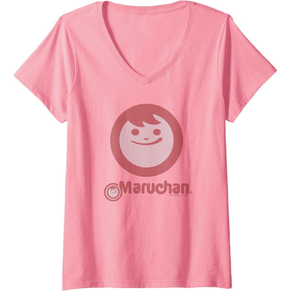 image:imageMaruchan Instant Smile Big Face Logo VNeck TShirtPink