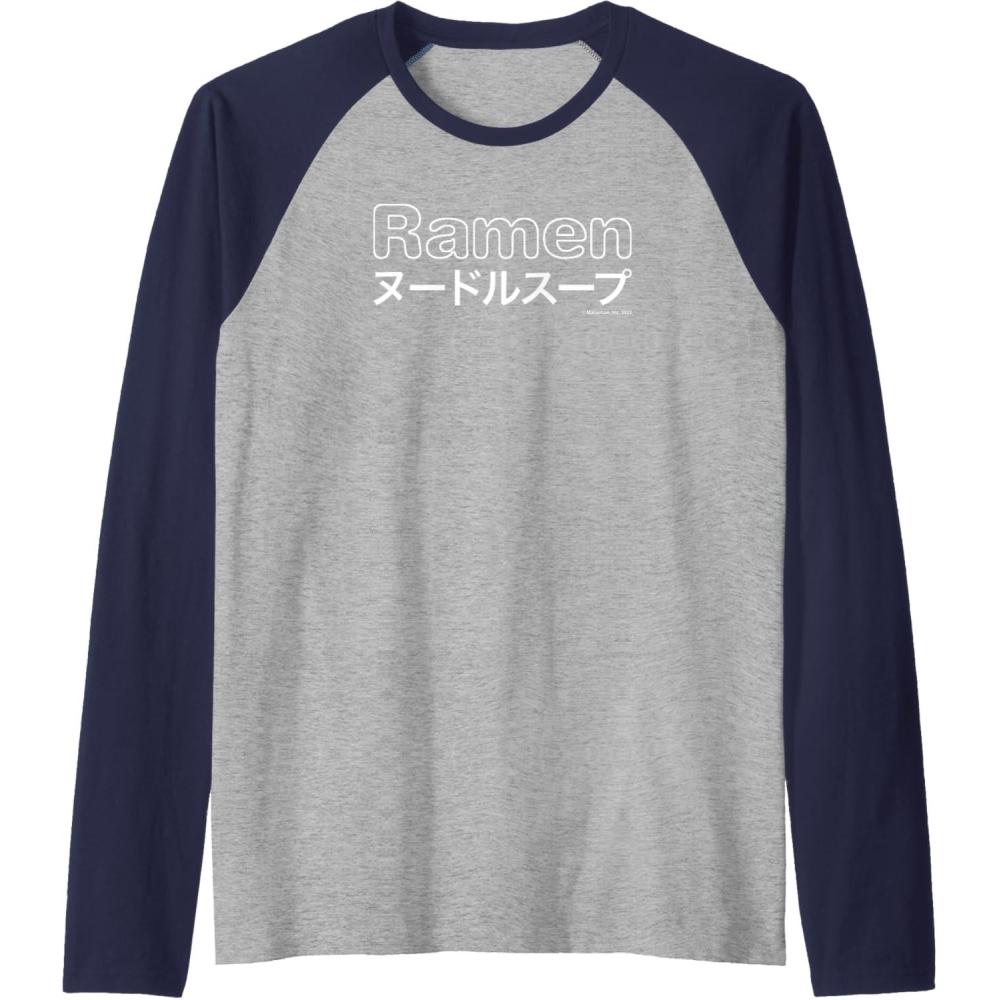 image:imageMaruchan Japanese Ramen Katakana Logo Raglan Baseball TeeNavy BlueAthletic Heather