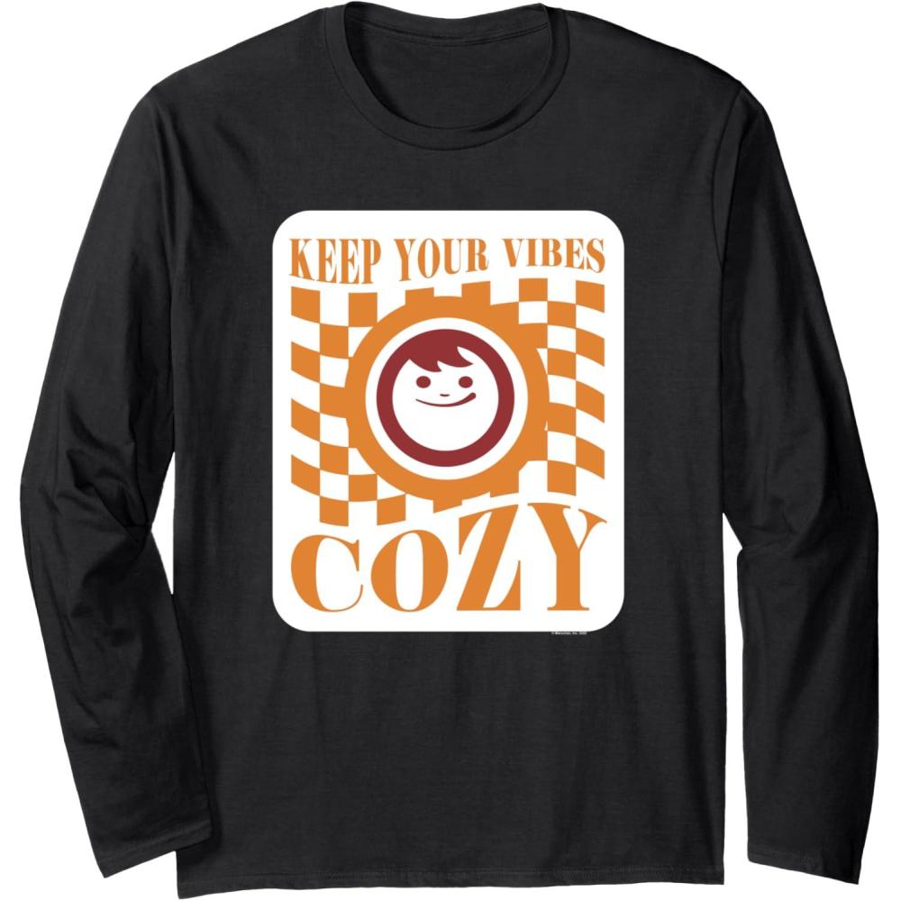 image:imageMaruchan Keep Your Vibes Cozy Checker Smiley Face Logo Long Sleeve TShirtBlack
