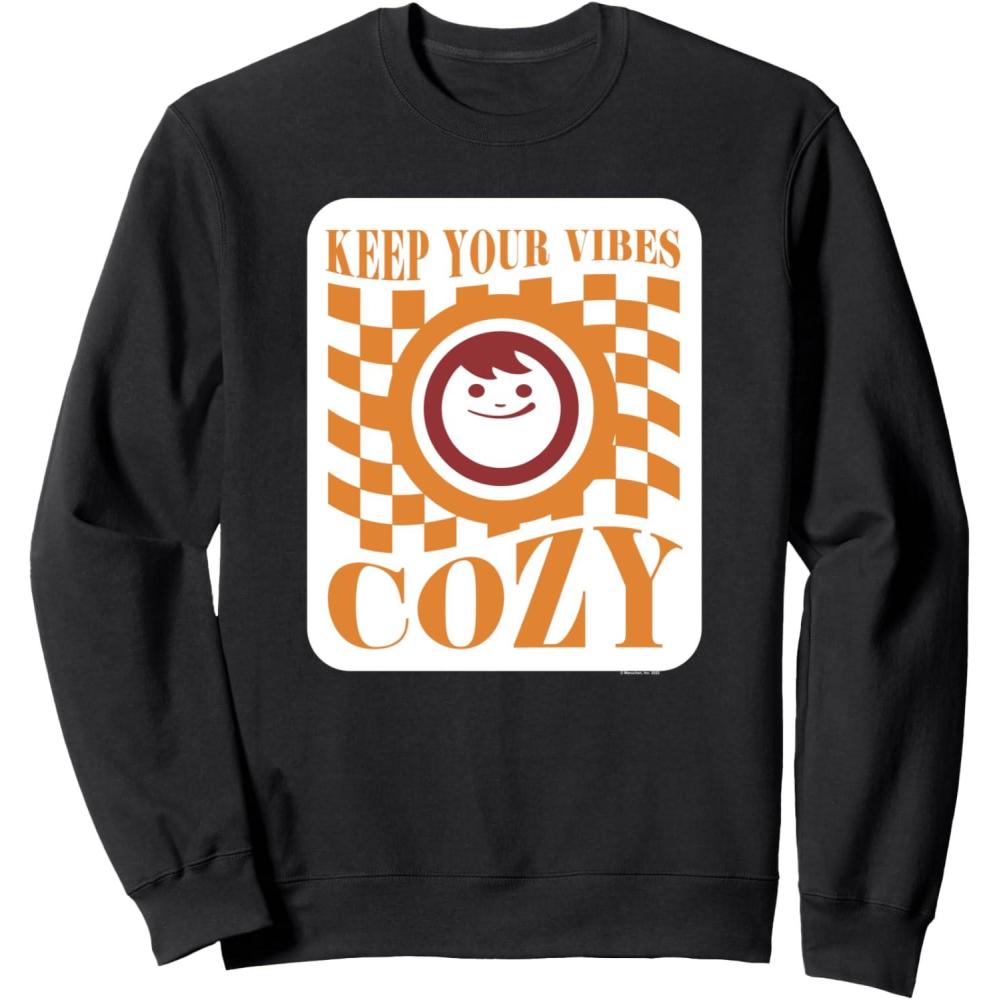 image:imageMaruchan Keep Your Vibes Cozy Checker Smiley Face Logo SweatshirtBlack