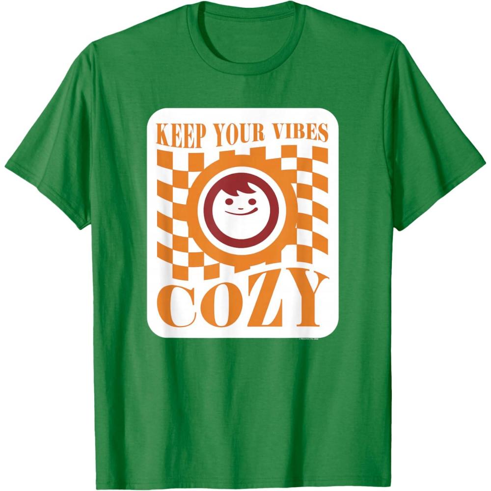 image:imageMaruchan Keep Your Vibes Cozy Checker Smiley Face Logo TShirtKelly Green