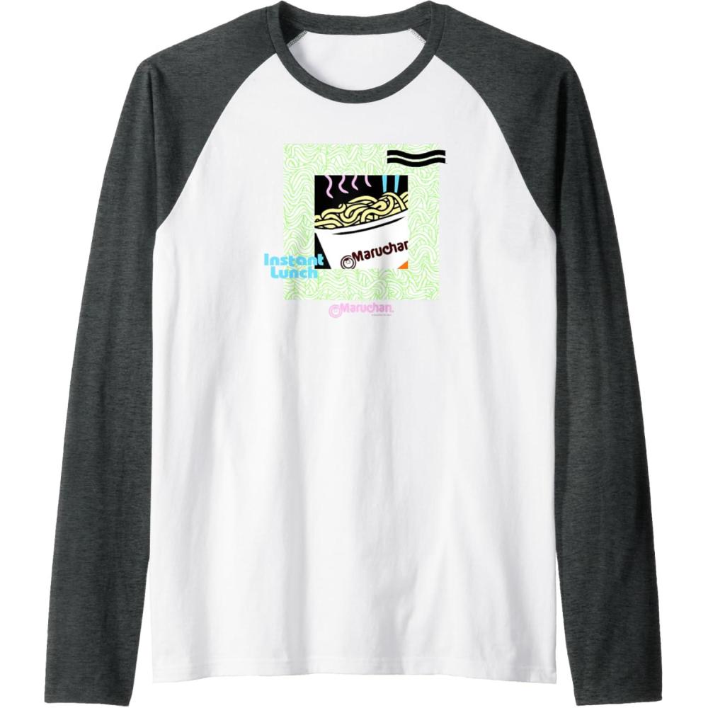 image:imageMaruchan Noodle Cup Instant Lunch Poster Raglan Baseball TeeDark Heather GreyWhite