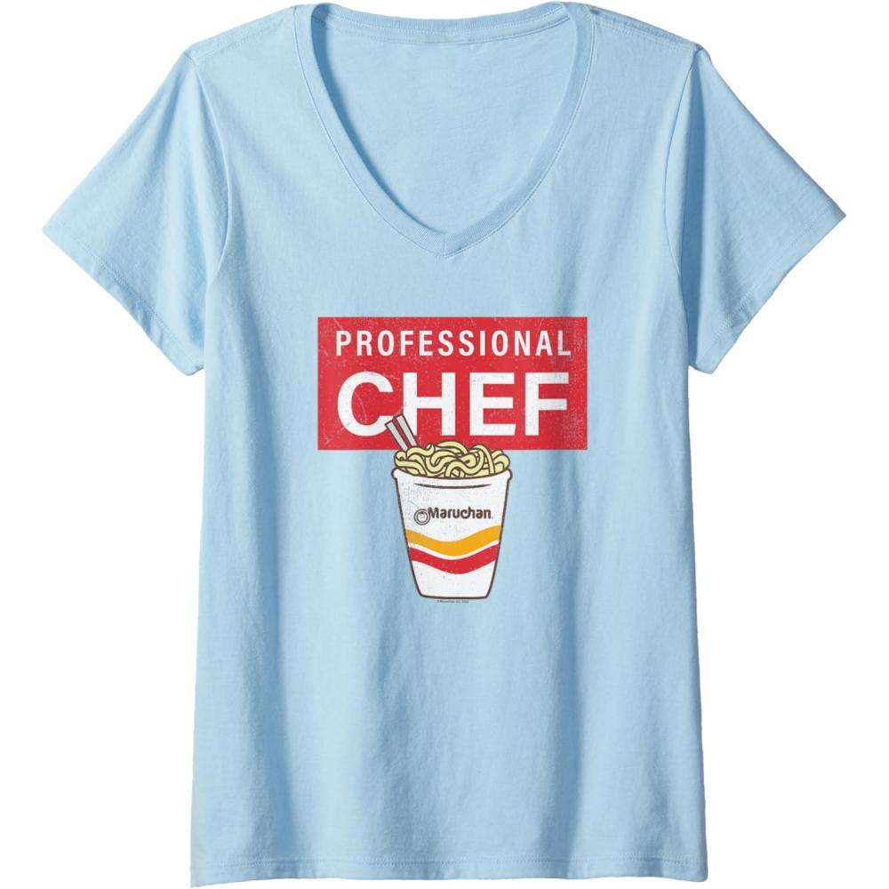 image:imageMaruchan Professional Ramen Noodle Chef VNeck TShirtBaby Blue