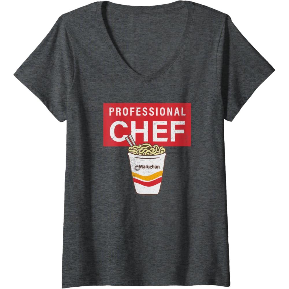 image:imageMaruchan Professional Ramen Noodle Chef VNeck TShirtDark Heather Grey