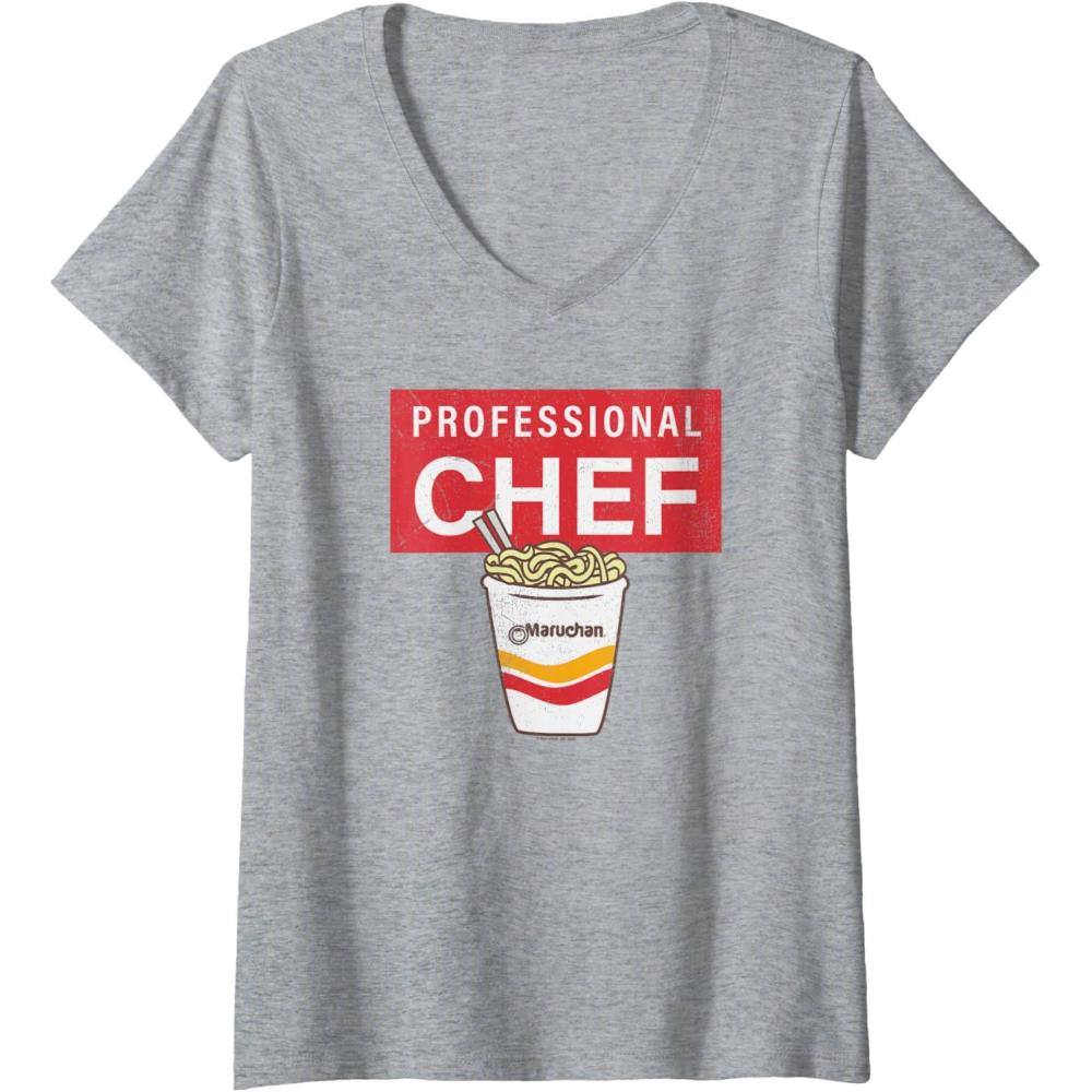 image:imageMaruchan Professional Ramen Noodle Chef VNeck TShirtHeather Grey