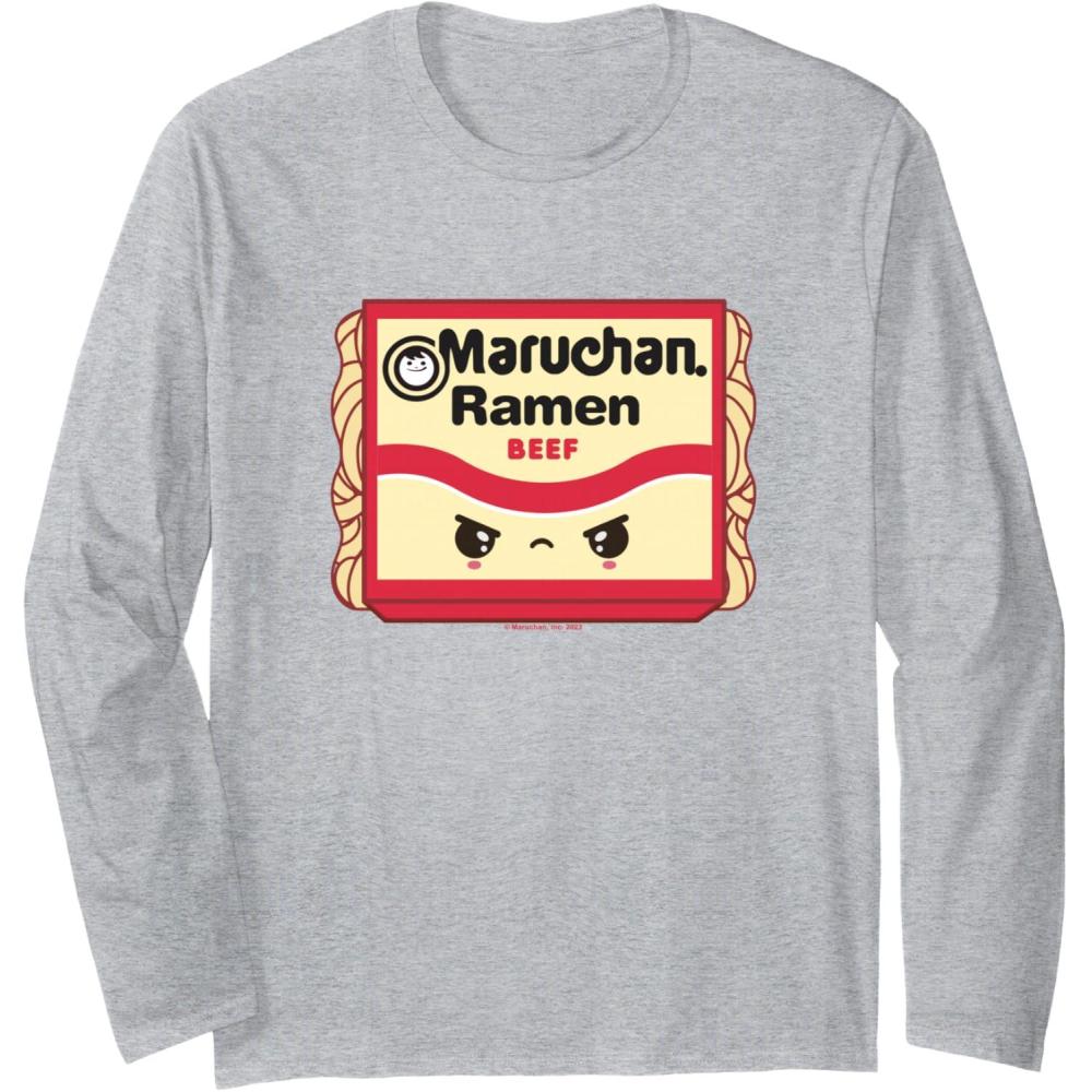 image:imageMaruchan Ramen Beef Flavor Angry Kawaii Package Long Sleeve TShirtHeather Grey