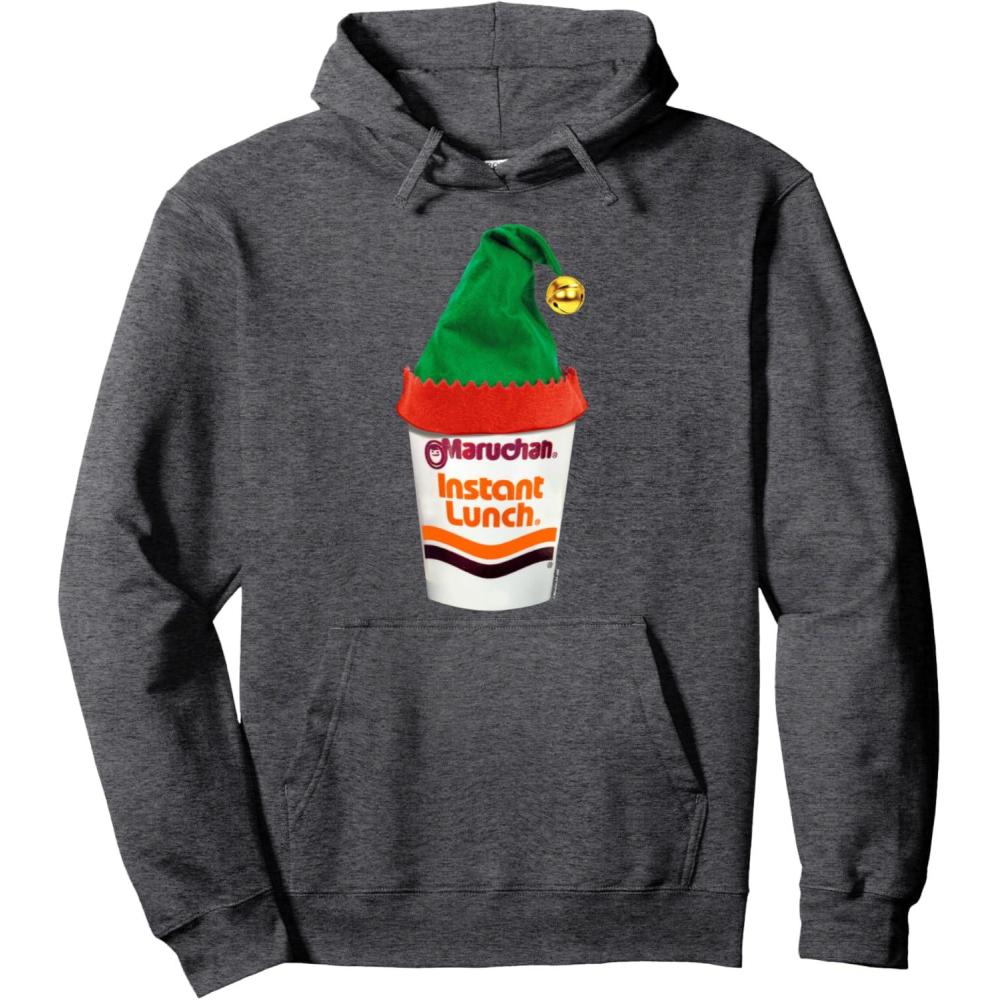 image:imageMaruchan Ramen Cup Christmas Elf Hat Pullover HoodieDark Heather Grey
